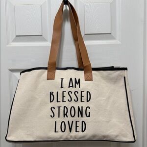 The Vintage Sparrow Canvas Tote Bag with Inspirational Quote “I am blessed…”